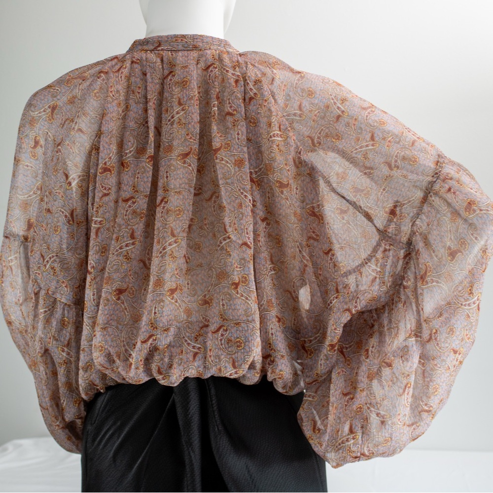 Zara Multicolor Chiffon Dressy & Chic Paisley Printed Women’s Blouse Size Medium - Picture 6 of 17